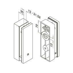 MODELL 0763 | Eckiger Block-Glasadapter H=210 mm | V2A | geschliffen