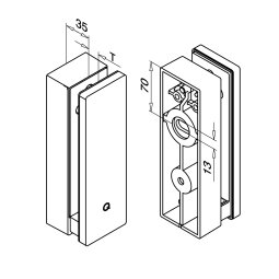 MODELL 0763 | Eckiger Block-Glasadapter H=210 mm | V4A | geschliffen