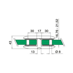 MODELL 2870 | Glasverbinder | für Glasstärken 16,76 - 17,52 mm | V4A | geschliffen