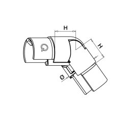 MODELL 6302 | Justierbarer Glasleistenrohrverbinder  25-55° | Abwärts | für Ø 42,4 x 1,5 mm | V4A | geschliffen
