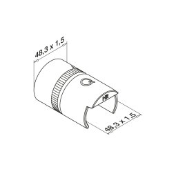 MODELL 6792 | Unsichtbarer Glasleistenrohrverbinder 180° EASY HIT | für Ø 48,3 x 1,5 mm | V2A | roh