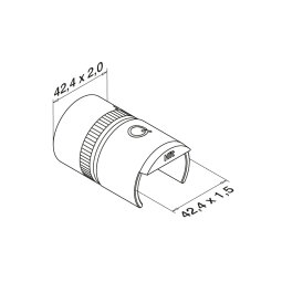 MODELL 5793 | unsixchtbarer Glasleisten / Rundrohrverbinder 180° | von Ø 42,4 x 1,5 mm auf Ø 42,4 x 2,0 mm | V4A