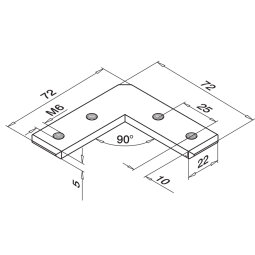 MODELL 6311 | Innenliegender Verbinder 90 ° horizontal | für Glasleistenprofil 33 x 39 mm | ALU | roh