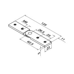 MODELL 6797 | Innenliegender Verbinder verstellbar  90° - 270 ° horizontal | für Glasleistenprofil 33 x 39 mm | ALU | roh