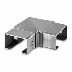 MODELL 6343 | Glasleistenrohr Verbinder 90 ° horizontal | für 60 x 40 x 1,5 mm | V4A | geschliffen