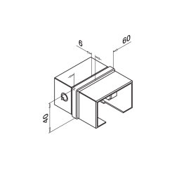 MODELL 6794 | Glasleistenrohrverbinder mit Steg 180° | für 60 x 40 x 1,5 mm | V4A | geschliffen