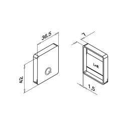 MODELL 6913 | Flache Endkappe für Glasleistenprofil | 33 x 39 mm | ALU | roh