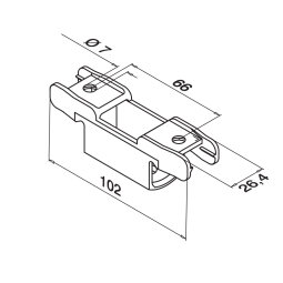 MODELL 0782 | Adapter Glasleistenrohr/Rohradapter | m. Kabelkanal | V4A | U-Größe: 27 x 30 mm