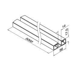 MODELL 5952 | Gleisleiste | unten | 55x25 mm | Aluminium | Länge: 5000 mm | anthrazitgrau (RAL 7016)