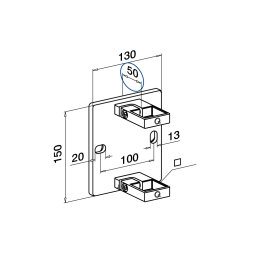 MODELL 4551 | Wandanker für Geländerpfostenrohr 40 x 40 x 2 mm | Seitenmontage | V2A | geschliffen