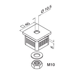 MODELL 4733 | Handlaufadapter | für Geländerpfosten 40 x 40 x 2 mm | inkl. M10 Mutter | V2A | geschliffen