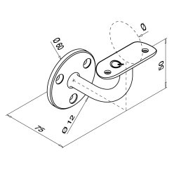 MODELL 0112 | Handlaufhalter für Wandbefestigung | V4A | für Ø 42,4 mm Handlauf | hochglanzpoliert
