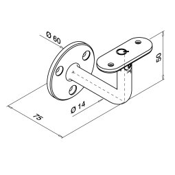 MODELL 0102 | Handlaufhalter mit Gelenk für Wandbefestigung | V2A | für flachen Handlauf | geschliffen