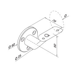 MODELL 0126 | Handlaufhalter für Wandbefestigung | V2A | für Ø 42,4 mm Handlauf | geschliffen