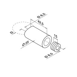 MODELL 0625 | Abstandhalter |unsichtbare Verschraubung | für Ø 42,4 mm Handlauf an flachem Anschluss | V2A | geschliffen