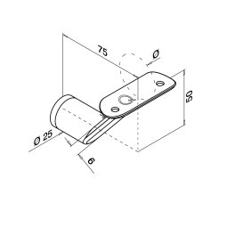 MODELL 0123 | Handlaufhalter für Pfostenbefestigung | V2A | flacher Rohranschluss | für Ø 42,4 mm Handlauf | geschliffen