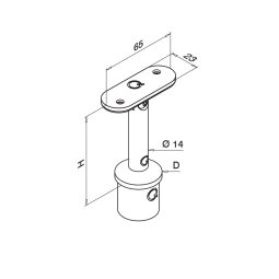 MODELL 0718 | Rohrstütze mit Gelenk für Geländerpfosten Ø 42,4 x 2,0 mm | V2A | für flachen Handlauf | geschliffen