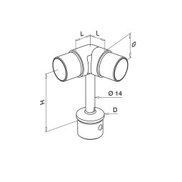 MODELL 0736 | Rohrstütze mit Gelenk (horizontal) für Geländerpfosten Ø 42,4 x 2,0 mm | 0 - 70° | für Handlauf Ø 42,4 mm | V2A | geschliffen