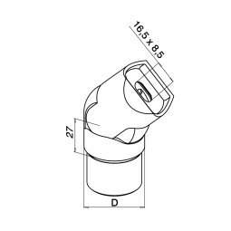 MODELL 0776 | Rohradapter mit Gelenk für Geländerpfosten Ø 42,4 x 2,0 mm | V4A | für Ø 42,4 mm Handlauf | geschliffen
