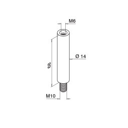 MODELL 0811 | Handlaufhalter-Stift | Ø 14 mm | V2A | Höhe 68 mm | mit M10/M6 Gewinde | geschliffen