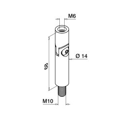 MODELL 0812 | Handlaufhalter-Stift mit Gelenk | Ø 14 mm | V2A | Höhe 68 mm | mit M10/M6 Gewinde | geschliffen