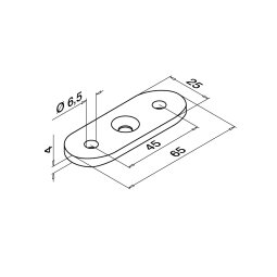 MODELL 1810 | Handlauf-Anschlussplatte | Lochabstand 45mm | V2A | für flachen Handlauf | geschliffen