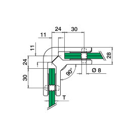 MODELL 4290 | Glasverbinder  180 ° | 68/68 x 45 mm | passend zu MODELL 4200 | V2A | für Glasstärken von 6 - 12,76 mm | geschliffen