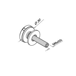 MODELL 0740 | Glasadapter | Ø30 mm | M8 | ohne Grundplinks flach | V4A | matt geschliffen